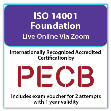 ISO 14001 Foundation -  Live Online – English – 2 Exam Attempts Included