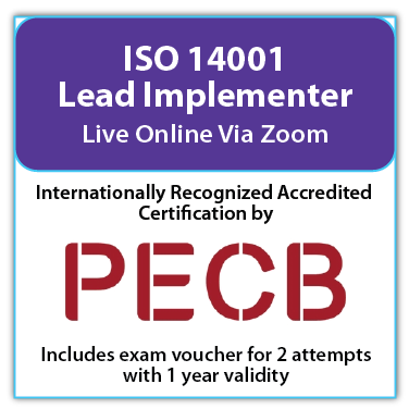 ISO 14001 Lead Implementer – Live Online – English – 2 Exam Attempts Included