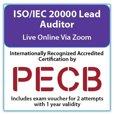 PECB ISO/IEC 20000 Lead Auditor - Live Online - English - 2 Exam Attempts Included