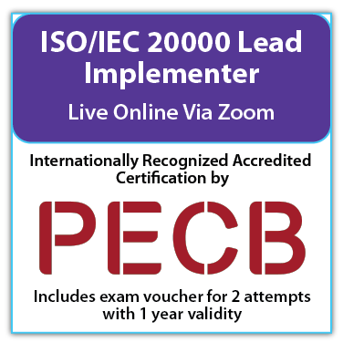 PECB ISO/IEC 20000 Lead Implementer - Live online - English - 2 Exam Attempts Included