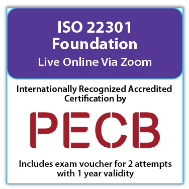 ISO 22301 Foundation – Live Online – English – 2 PECB Exam Attempts Included