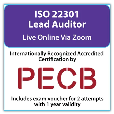 ISO 22301 Lead Auditor - Live Online - English - 2 PECB Exam Attempts Included