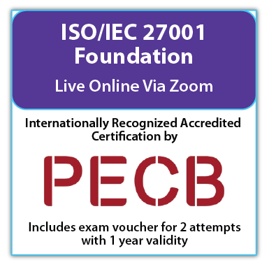 PECB ISO/IEC 27001 Foundation Live Online - English - 2 PECB Exam Attempts Included