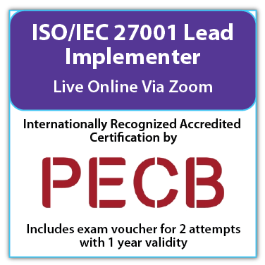 PECB ISO/IEC 27001 Lead Implementer - Live Online - English - 2 PECB Exam Attempts Included – Training Materials and Exam Based on Latest ISO/IEC 27001:2022 Standard