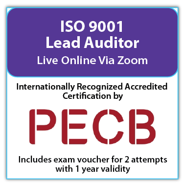 ISO 9001 Lead Auditor -  Live Online – English – 2 Exam Attempts Included