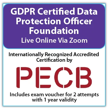 PECB GDPR - Certified Data Protection Officer (CDPO) Foundation - Live Online - English - 2 Exam Attempts Included