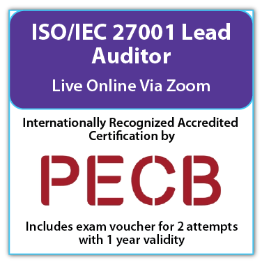 PECB ISO/IEC 27001 Lead Auditor - Live Online - English - 2 PECB Exam Attempts Included - Training Materials and Exam Based on Latest ISO/IEC 27001:2022 Standard