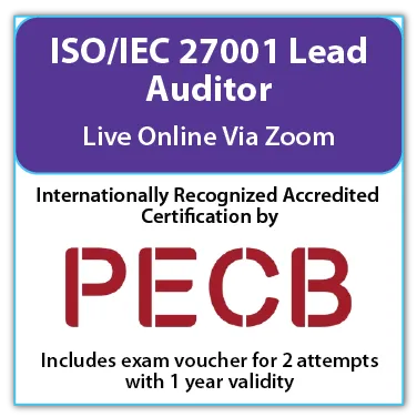 PECB ISO/IEC 27001 Lead Auditor - Live Online - English - 2 PECB Exam Attempts Included - Training Materials and Exam Based on Latest ISO/IEC 27001:2022 Standard