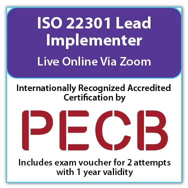 PECB ISO 22301 Lead Implementer - Live Online - English - 2 PECB Exam Attempts Included
