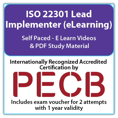 PECB ISO 22301 Lead Implementer (eLearning) - English - 2 PECB Exam Attempts Included