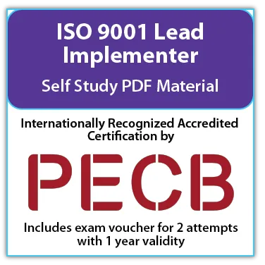 PECB ISO 9001 Lead Implementer - Self Study - English - 2 Exam Attempts Included