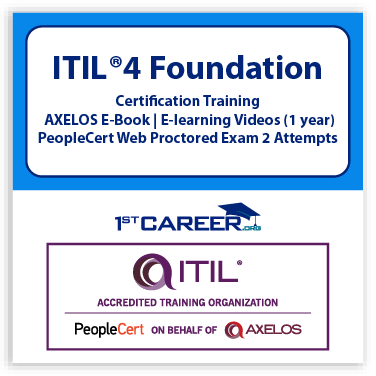 ITIL4 Foundation Español Entrenamiento con 2 intentos Cupón de examen para la certificación Axelos PeopleCert - Videos de capacitación de aprendizaje electrónico a su propio ritmo - Libro electrónico de Axelos incluido. Course code: ITIL4FND-SP