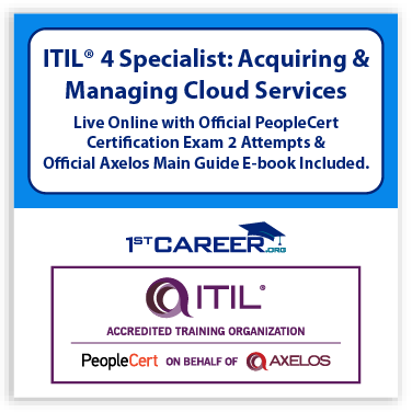 ITIL® 4 Specialist: Acquiring & Managing Cloud Services (AMCS) Live Online and Official PeopleCert Certification Exam 2 Attempts. Course code: ITIL4AMCS-L-2