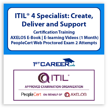 ITIL®4 Specialist: Create Deliver and Support (CDS) Official PeopleCert Certification Exam Voucher 2 attempts with Official Axelos Main Guide E-book Included. code: ITIL4CDS-Ex-2