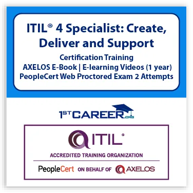 ITIL® 4 Specialist: Create Deliver and Support (CDS) E-Learning in French, Self-Paced Training Videos with Official PeopleCert Certification Exam 2 Attempts & Official Axelos Main Guide E-book Included . Course code: ITIL4CDS-Fr-E-2