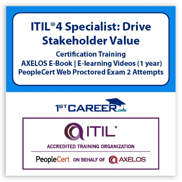 ITIL® 4 Specialist: Drive Stakeholder Value (DSV) E-Learning in French, Self-Paced Training Videos with Official PeopleCert Certification Exam 2 Attempts & Official Axelos Main Guide E-book Included . Course code: ITIL4DSV-FR-2