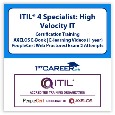 ITIL® 4 Specialist: High Velocity IT (HVIT) E-Learning in French, Self-Paced Training Videos with Official PeopleCert Certification Exam 2 Attempts & Official Axelos Main Guide E-book Included. Course code: ITIL4HVIT-FR-2