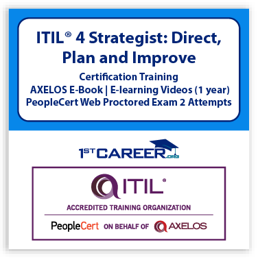ITIL®4 Strategist: Direct Plan and Improve (DPI) Training with 2 attempts Exam Voucher for Axelos PeopleCert Certification - Self-Paced E-learning Training Videos  - Axelos e-book included. Course code: ITIL4DPI-E-2