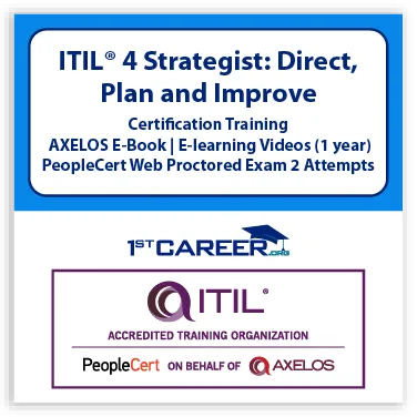 ITIL® 4 Strategist: Direct Plan and Improve (DPI) E-Learning in French, Self-Paced Training Videos with Official PeopleCert Certification Exam 2 Attempts & Official Axelos Main Guide E-book Included. Course code: ITIL4DPI-FR-2